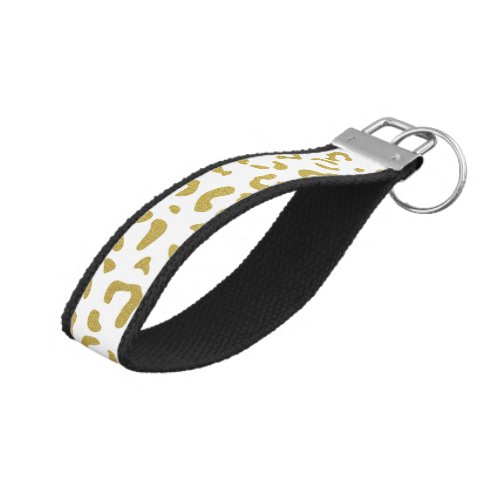 Gold Leopard Gold Glitter Leopard Print Wrist Keychain