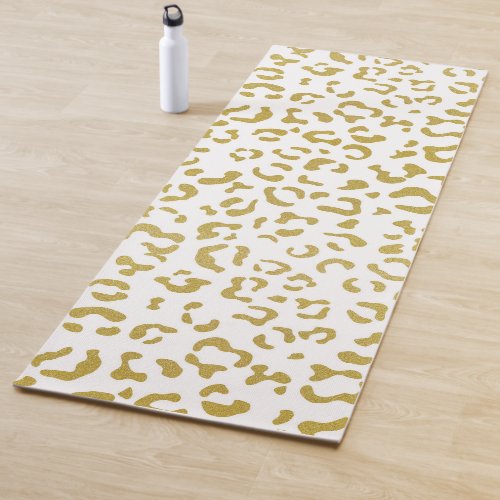 Gold Leopard Gold Glitter Leopard Print Yoga Mat