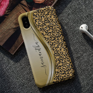Gold Leopard  Handwritten Name Metal Case-Mate Samsung Galaxy S10 Case