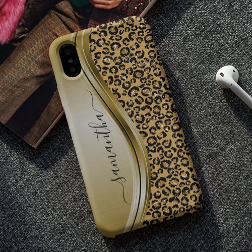 Gold Leopard  Handwritten Name Metal Case_Mate Samsung Galaxy S10 Case