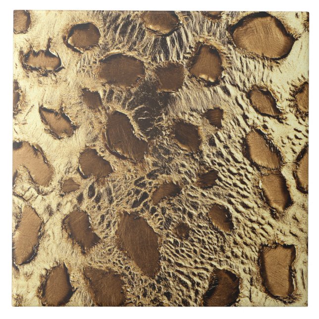 Gold Leopard Metallic Animal Spots Ceramic Tile (Front)