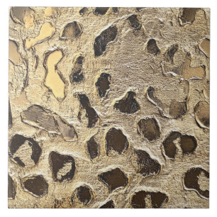 Gold Leopard Metallic Animal Spots Ceramic Tile