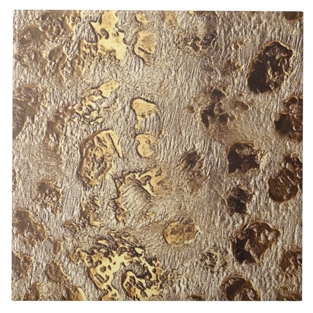 Gold Leopard Metallic Animal Spots Ceramic Tile (Front)