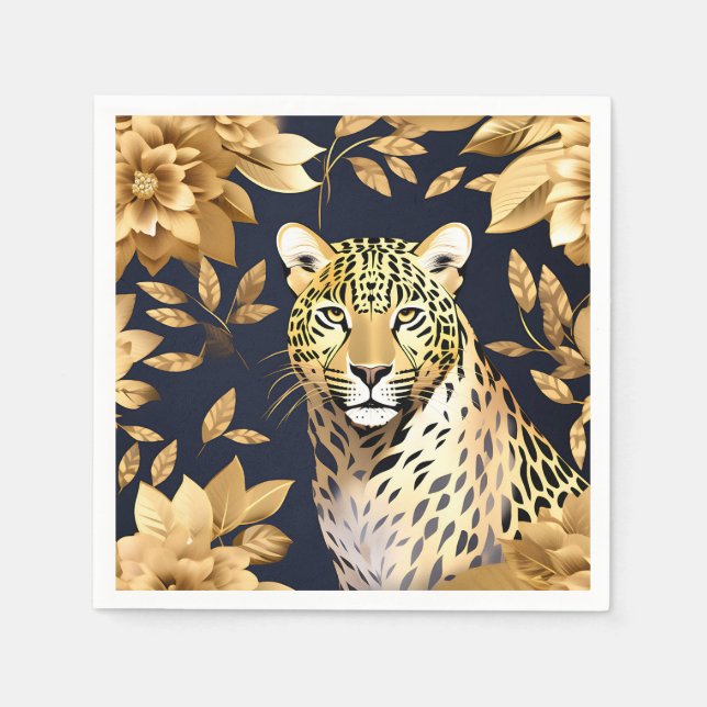 Gold Leopard Metallic Napkins (Front)