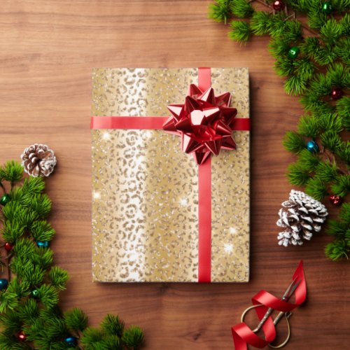 Gold leopard on gold velvet wrapping paper