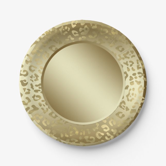Gold Leopard Paper Plates (Front)