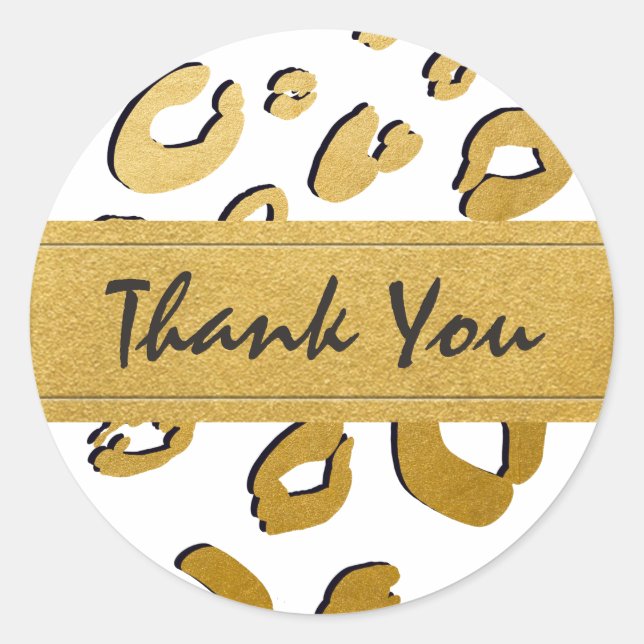 Gold Leopard Print ANY COLOR Party Favor Sticker (Front)