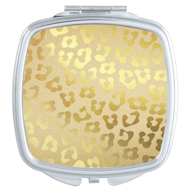 Gold leopard print compact mirror (Front)