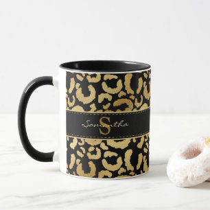 Gold leopard print custom coffee mug