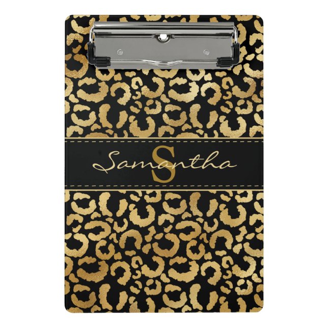 Gold leopard print custom mini clipboard (Front)