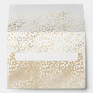Gold Leopard Print Khaki Cream Beige Watercolor Envelope