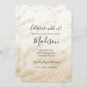 Gold Leopard Print Khaki Cream Beige Watercolor Invitation