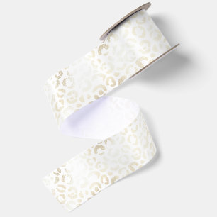 Gold Leopard Print Khaki Cream Beige Watercolor Satin Ribbon