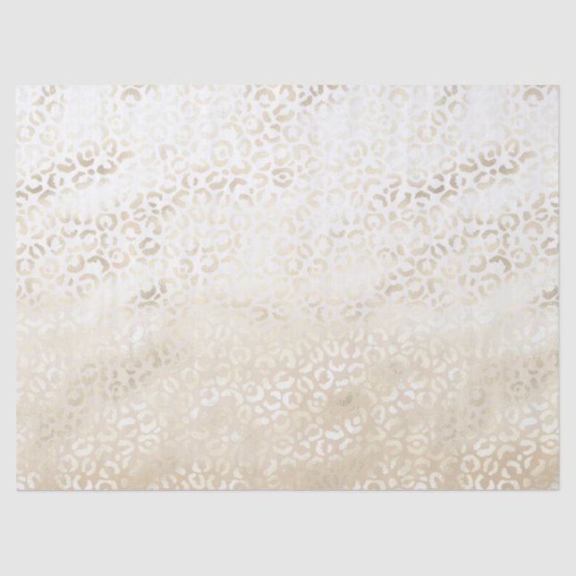 Gold Leopard Print Khaki Cream Beige Watercolor Tissue Paper (Front)