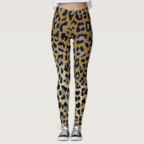 Gold Leopard Print Leggings 
