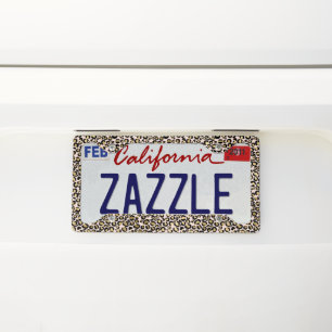 Gold Leopard Print License Plate Frame