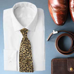 Gold Leopard Print Luxury Statement Neck Tie