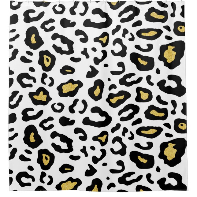Gold leopard print, seamless pattern. shower curtain (Front)