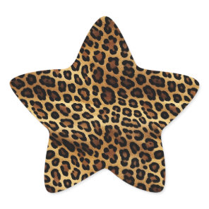 Gold Leopard Print Star Sticker
