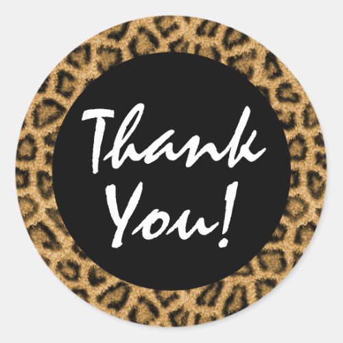Gold Leopard Print Trendy Fur Pattern Thank You Classic Round Sticker
