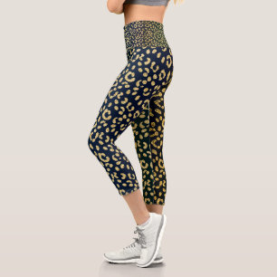 Gold Leopard-skin Spots Capri Leggings