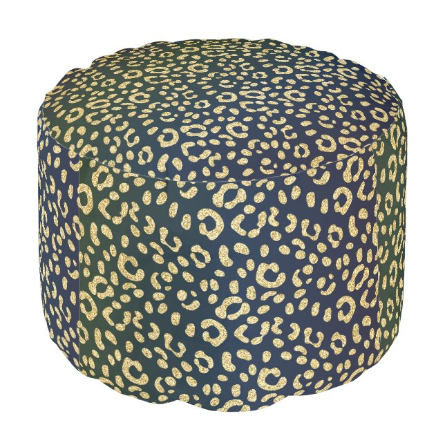 Gold Leopard-skin Spots Pouf (Angled Back)