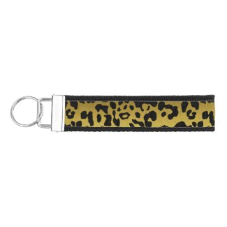 Gold leopard spots, wild animal, cats fur print wrist keychain