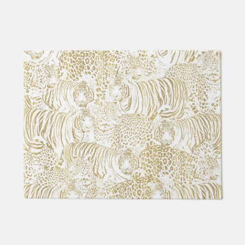 Gold Leopard Tiger Animals Doormat