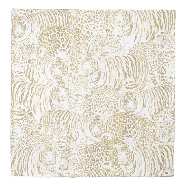 Gold Leopard Tiger Animals Duvet Cover (Front)