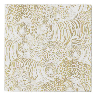 Gold Leopard Tiger Animals Faux Canvas Print