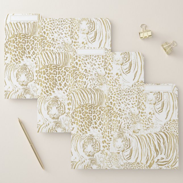 Gold Leopard Tiger Animals File Folder (Set)