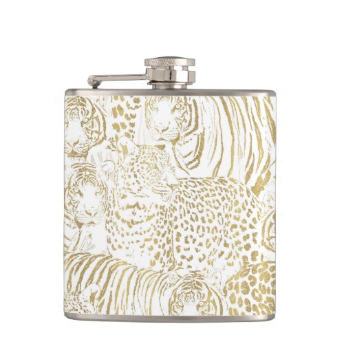 Gold Leopard Tiger Animals Flask