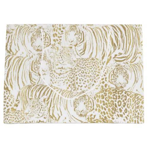 Gold Leopard Tiger Animals Large Gift Bag