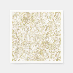 Gold Leopard Tiger Animals Napkins