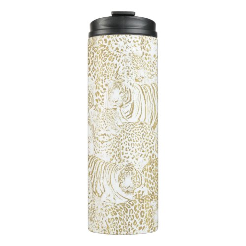 Gold Leopard Tiger Animals Thermal Tumbler