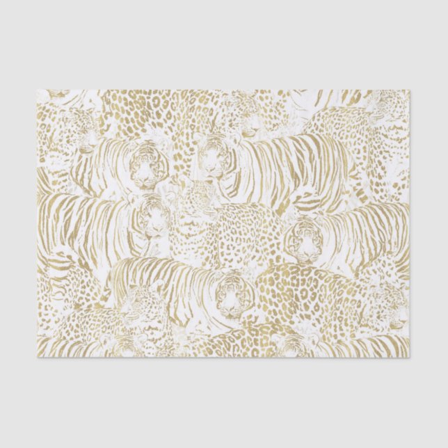Gold Leopard Tiger Animals Tissue Paper (Front)