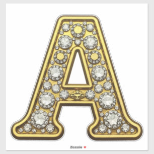 Gold Letter A Encrusted With Diamonds Jewelry Sticker