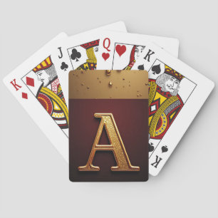 Gold Letter A Monogram With Dripping Metall Poker Cards