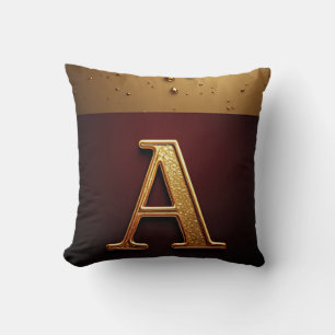 Gold Letter A Monogram With Dripping Metall Throw Pillow