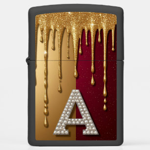 Gold Letter A Monogram With Dripping Metall Zippo Lighter