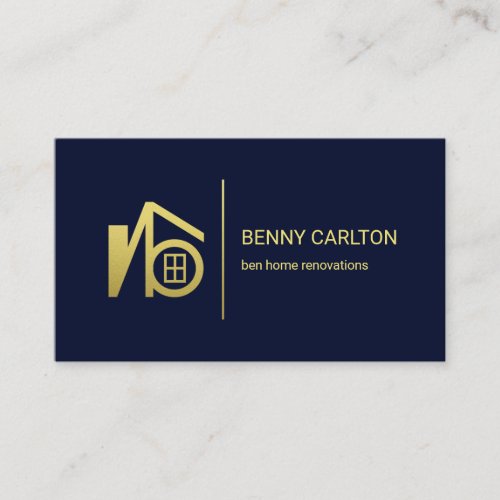 Gold Letter_b Home Gold Line Construction Business Card