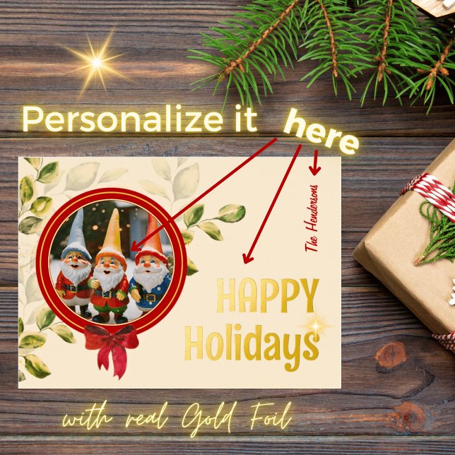 Gold Letter Christmas Greetings round Frame - Foil Holiday Card (Creator Uploaded)