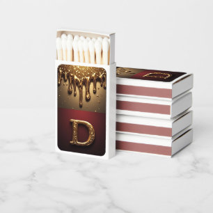 Gold Letter D Monogram With Dripping Metall Matchboxes