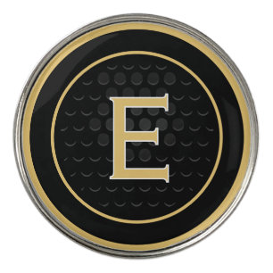 Gold Letter E Monogram Golf Marker Black Design