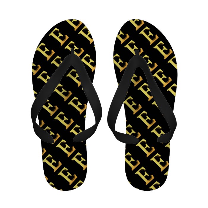 Gold Letter E Monogram Sandals