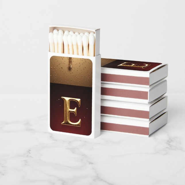 Gold Letter E Monogram With Dripping Metall Matchboxes (Stacked)