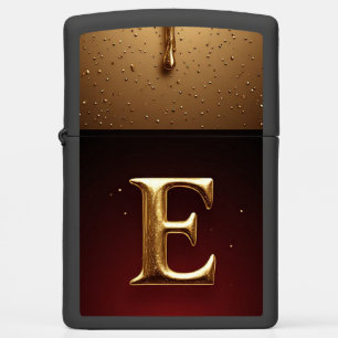 Gold Letter E Monogram With Dripping Metall Zippo Lighter