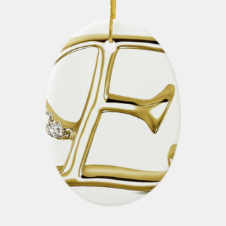 GOLD LETTER " E "WITH DIAMONDS CERAMIC ORNAMENT