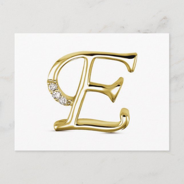 GOLD LETTER " E "WITH DIAMONDS POSTCARD (Front)