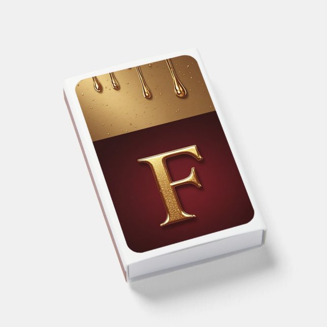 Gold Letter F Monogram With Dripping Metall Matchboxes (Front Closed)